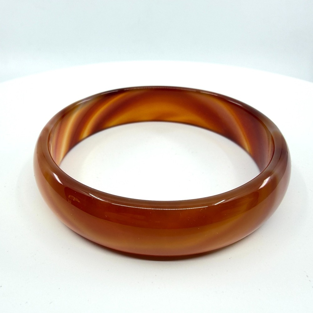 Chunky Carnelian Agate Bangle Bracelet - Translucent Orange Statement Gift